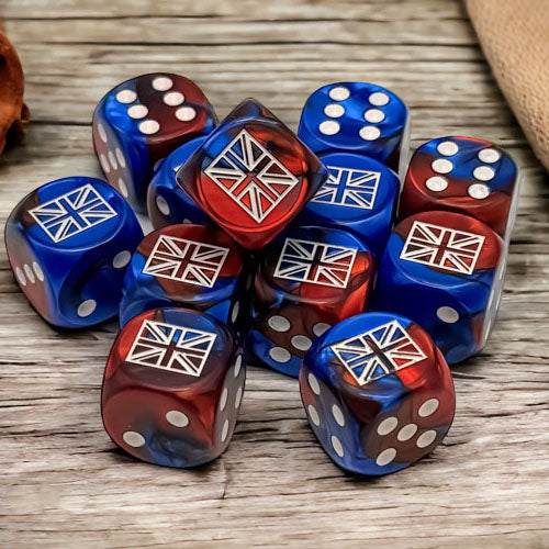Gemini WW2 16mm D6 Dice Block - United Kingdom Blue-Red/White