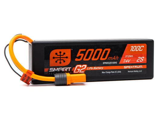 7.4V 5000mAh 2S 100C Smart G2 Hardcase LiPo Battery: IC5