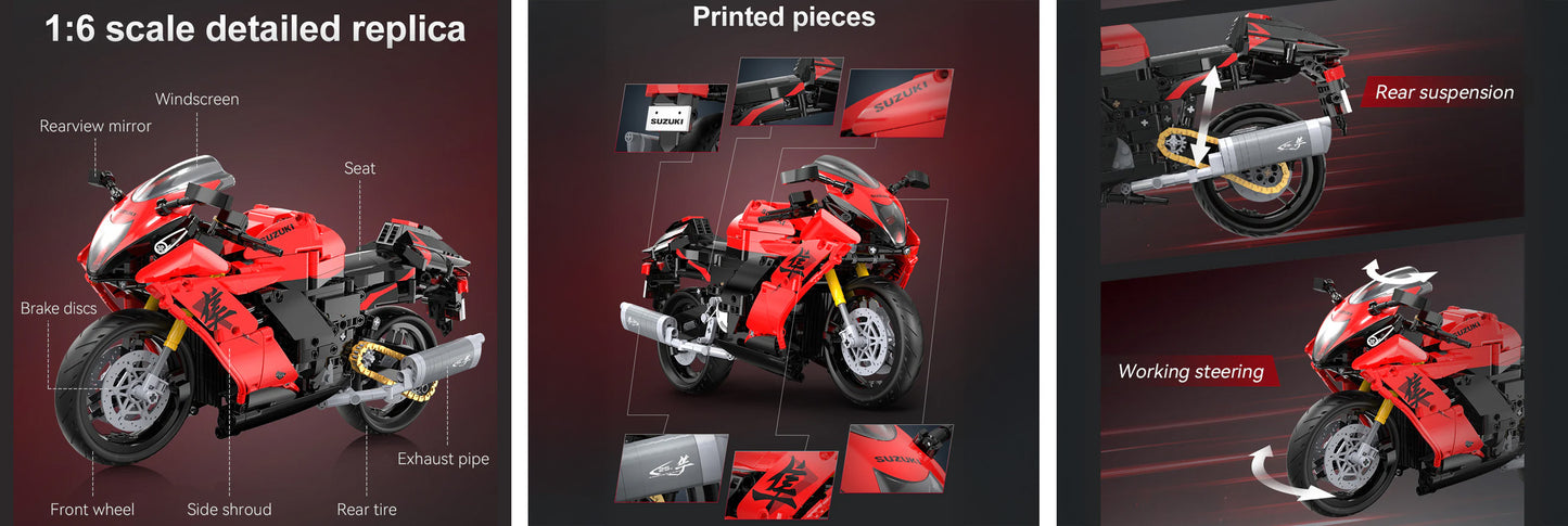 1:6 Suzuki Hayabusa Motorbike - 1043 pcs