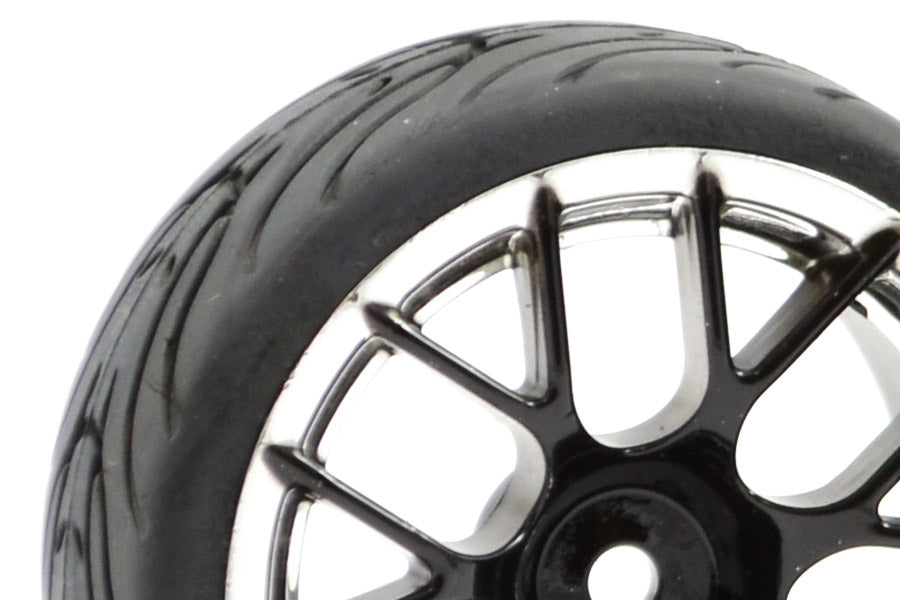1/10 Street/Tread Tyre 14sp Black/Chrome Wheel (4)