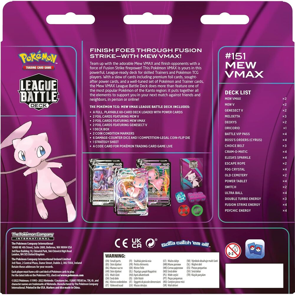 Pokemon Mew VMax Battle Deck of collectible playing cards