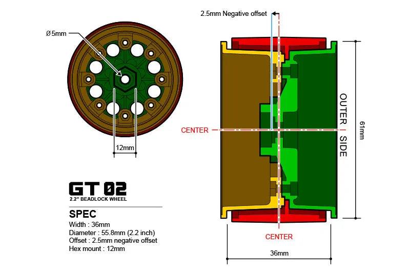 Gmade 2.2 GT02 Beadlock Wheels (2)