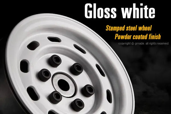 Gmade 1.9 SR02 Beadlock Wheels (Gloss White)(2)