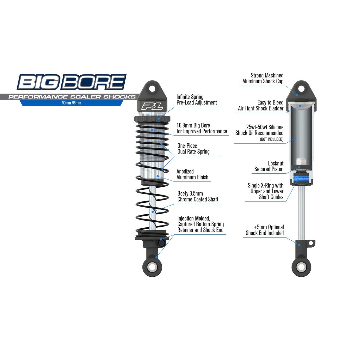 1/10 Big Bore Front/Rear (90mm-95mm) Scaler Shocks