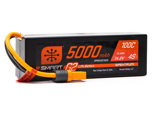 Spektrum 5000mAh 4s 14.8v 100C Smart G2 Lipo Battery Hardcase IC5