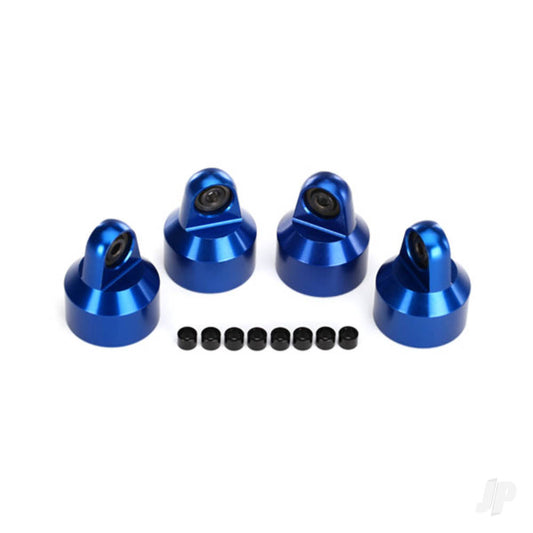 Traxxas Shock caps, aluminium (Blue-anodised), GTX shocks (4 pcs) / spacers (8 pcs)