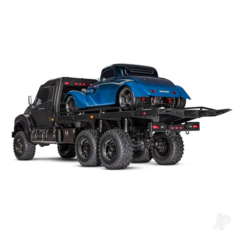 Black TRX-6 Ultimate RC Hauler 1:10 6X6 Electric Flatbed Truck with Pro Scale Winch