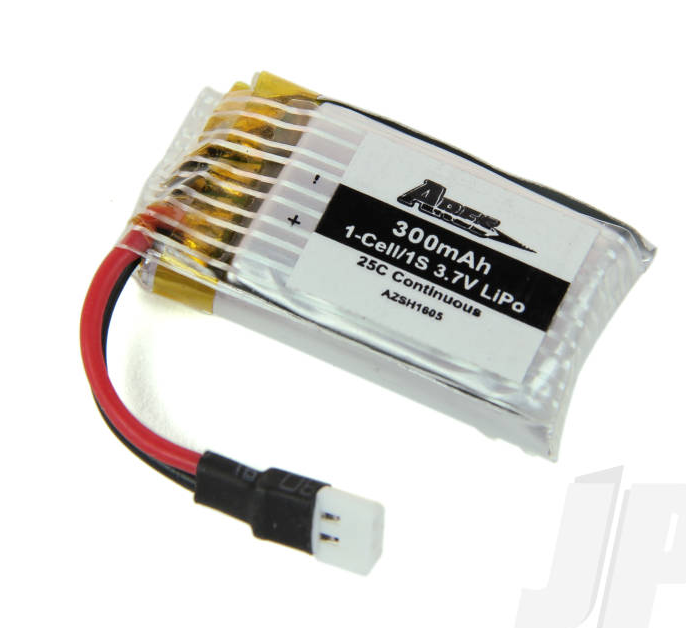 300Mah 1-Cell 3.7v 22C Lipo Battery
