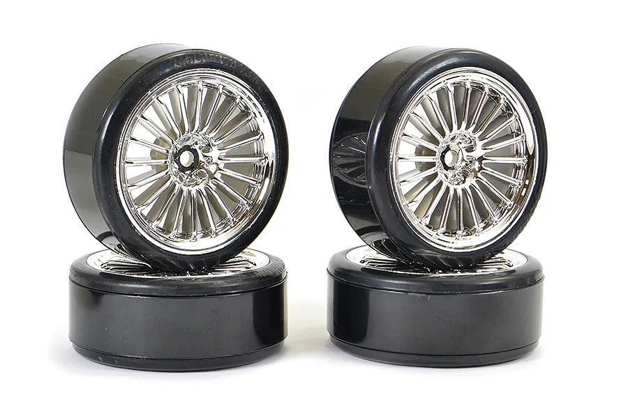 Fastrax 1/10 Street Wheel Drift Tyre 20-Spoke Chrome