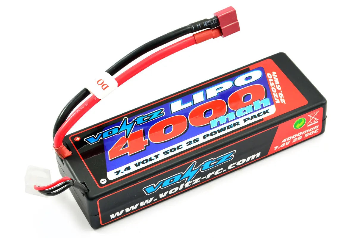 Voltz 4000mAh 2s 7.4V 50c Hard Case Lipo - Deans