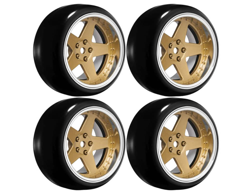 Louise RC 1/10 Drift 2,4,6,8mm Offset 5-Spoke Bronze W/Tyres