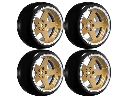 Louise RC 1/10 Drift 2,4,6,8mm Offset 5-Spoke Bronze W/Tyres