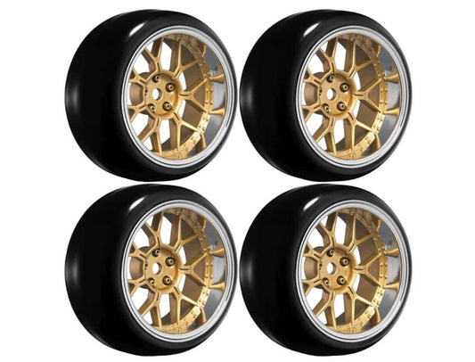 Louise RC 1/10 Drift 2,4,6,8mm Offset 14-Spoke Bronze W/Tyres (Copy)