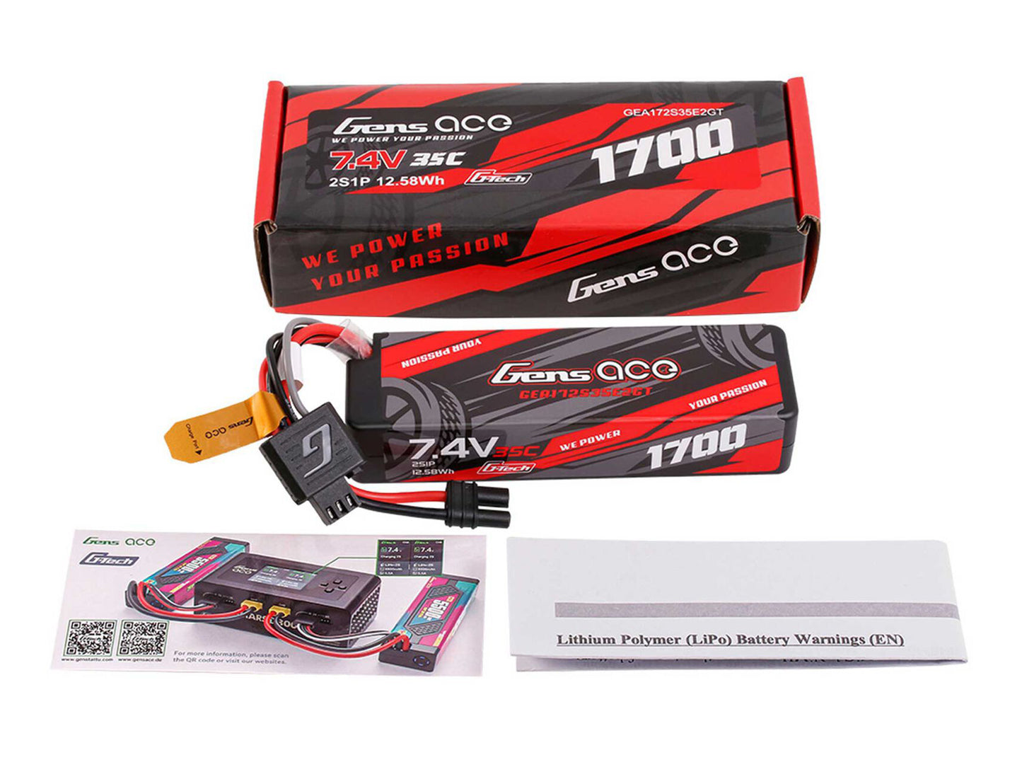 G-Tech 2S 7.4V 1700mAh 35C Hard Case with EC2 (GROM)