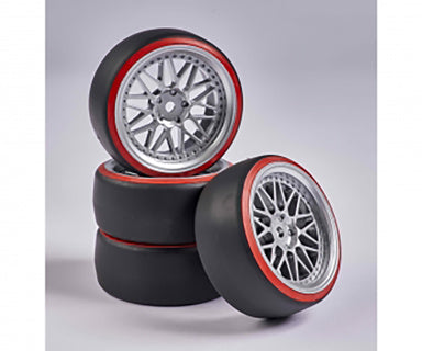 1:10 Drift Wheel Set (Silv/Red)(4)