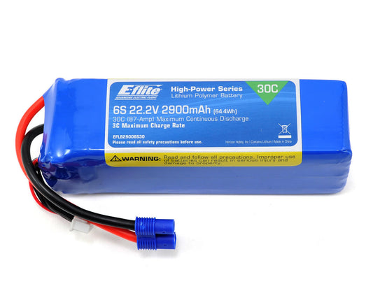 2900mah 6S 22.2V 30C Lipo 13 AWG EC3