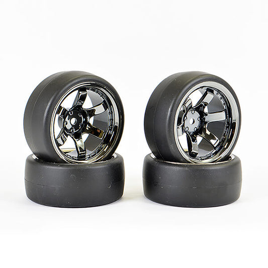 Drift D1 Tyre w/9mm 6-Spoke BLK/CHR