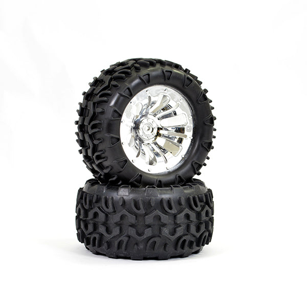 FTX Carnage Mounted Wheel/Tyre - Chrome(2)