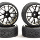 1/10 Street/Tread Tyre 14sp Black/Chrome Wheel (4)