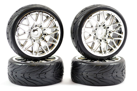 1/10 Street/Tread Tyre Star Spoke Chrome Wheel (4)