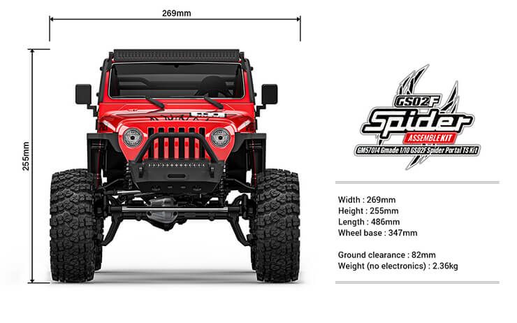 Gmade 1/10 GS02F Spider Portal TS Assembly Kit